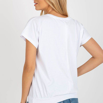 Straight Cut Cotton Blouse with Front Print - MimiStylez