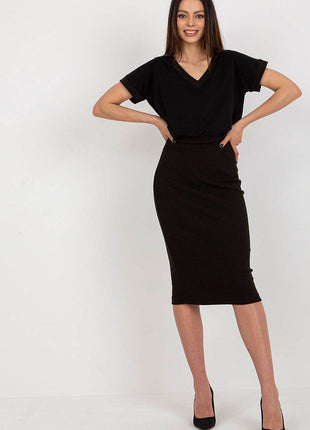 Two-Piece Cotton Set with Fitted Dress and Short Sleeve Blouse - MimiStylez