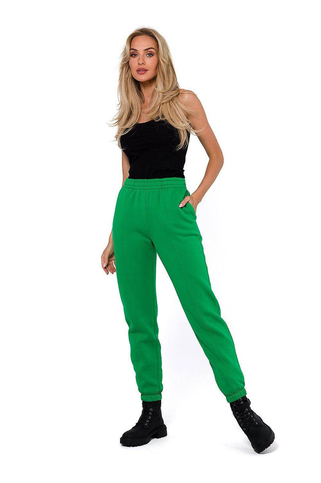 Knitted Cotton Jogger Sweatpants with Elastic Waistband and Side Pockets - MimiStylez