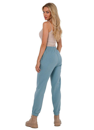 Knitted Cotton Jogger Sweatpants with Elastic Waistband and Side Pockets - MimiStylez