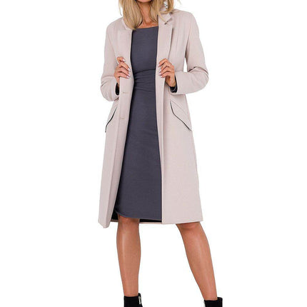 Classic Women’s Fleece Coat with Padded Collar & Button Closure – Fully Lined - MimiStylez