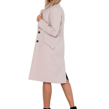 Classic Women’s Fleece Coat with Padded Collar & Button Closure – Fully Lined - MimiStylez
