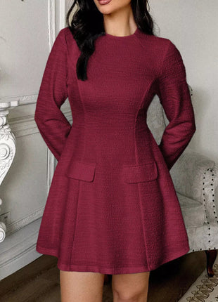 Cutout Back Long Sleeve Mini Dress - MimiStylez