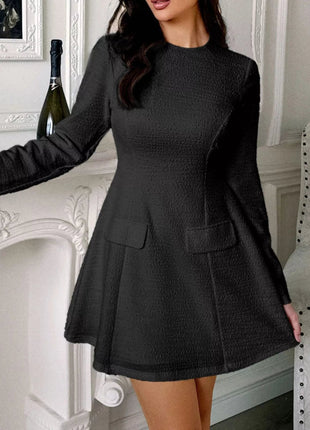 Cutout Back Long Sleeve Mini Dress - MimiStylez