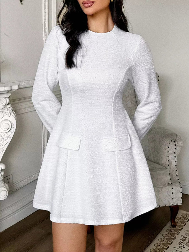 Cutout Back Long Sleeve Mini Dress - MimiStylez