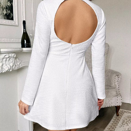 Cutout Back Long Sleeve Mini Dress - MimiStylez