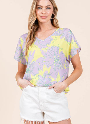 BOMBOM Floral Short Sleeve T-Shirt - MimiStylez