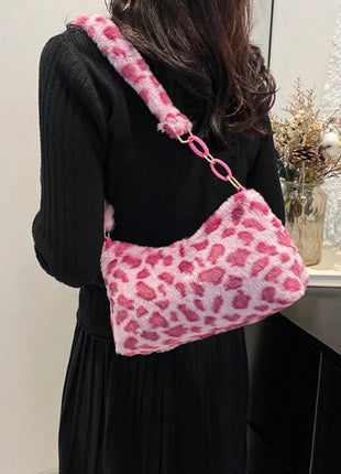 Leopard Fluff Shoulder Bag - MimiStylez