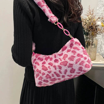 Leopard Fluff Shoulder Bag - MimiStylez