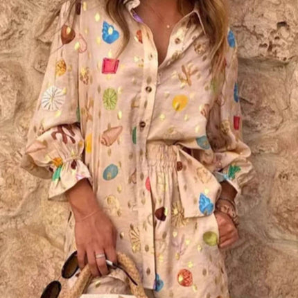 Colorful Print Shirt and Shorts Matching Set - MimiStylez
