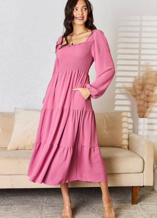 Culture Code Full Size Ruffle Trim Smocked Tiered Dress - MimiStylez