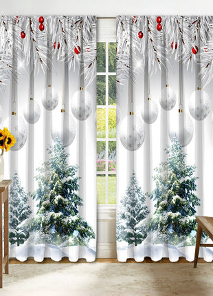 2PCs Christmas Curtain 3D Printing Curtain