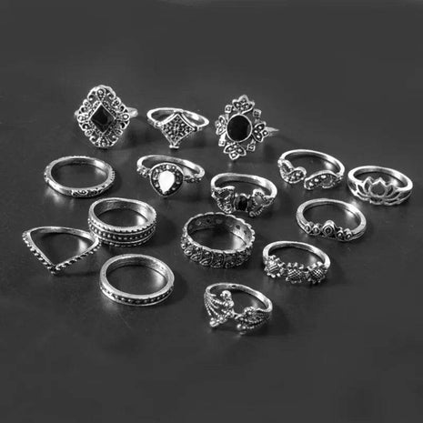 15 Piece Alloy Vintage Ring Set - MimiStylez