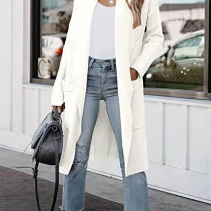 Open Front Dropped Shoulder Outerwear - MimiStylez
