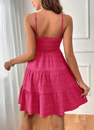 Smocked Tiered Sleeveless Mini Dress - MimiStylez