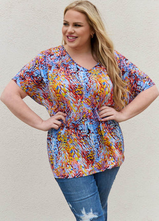 Be Stage Full Size Printed Dolman Flowy Top - MimiStylez