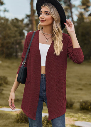 Open Front Long Sleeve Cardigan - MimiStylez