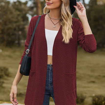Open Front Long Sleeve Cardigan - MimiStylez