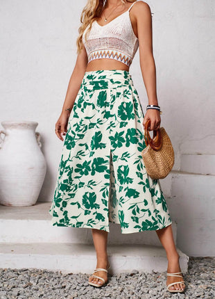 Slit Printed Midi Skirt - MimiStylez