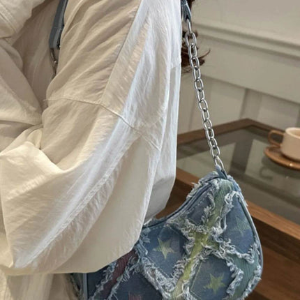 Fringe Star Print Shoulder Bag - MimiStylez