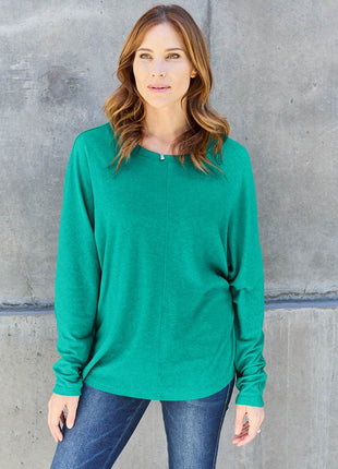 Double Take Full Size Round Neck Long Sleeve T-Shirt - MimiStylez