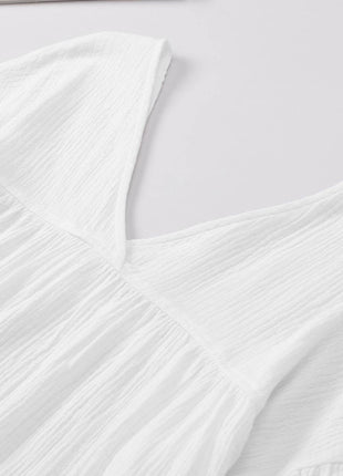 Dropped Shoulder V-Neck Blouse - MimiStylez
