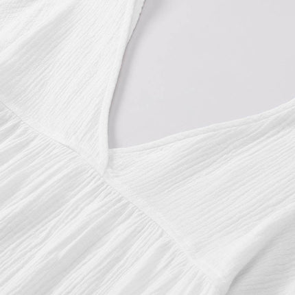 Dropped Shoulder V-Neck Blouse - MimiStylez