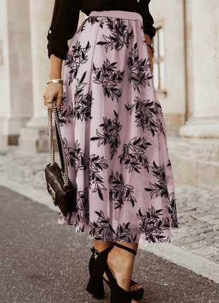 Embroidered High Waist Skirt - MimiStylez