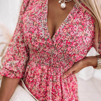 Full Size Ruffled Hem Floral Dress Plus Size - MimiStylez