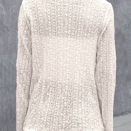Eyelet Roll-Tab Sleeve Cardigan - MimiStylez