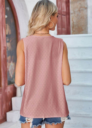 Eyelet Open Front Sleeveless Cardigan - MimiStylez