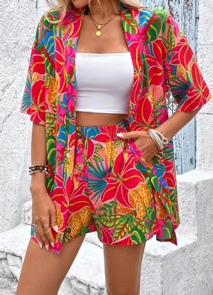 Printed Half Sleeve Top and Shorts Set - MimiStylez