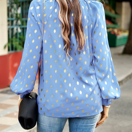 Blusa com decote falso e manga lanterna