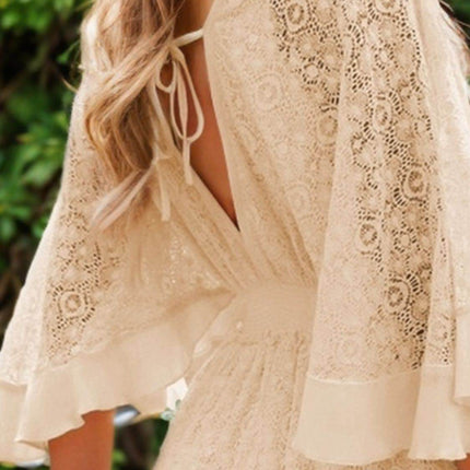 Lace Cutout Half Sleeve Mini Dress - MimiStylez
