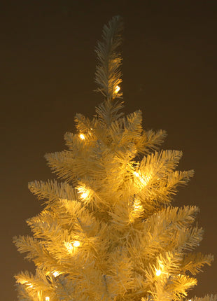 White 6.5ft, 250 Lights, Warm Color 8 Mode, 719 Branches, Pointed Pencil Christmas Tree