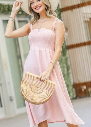 And The Why Smocking Open-Back Sleeveless Midi Dress - MimiStylez