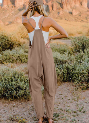Double Take Full Size V-Neck Sleeveless Jumpsuit with Pockets - MimiStylez