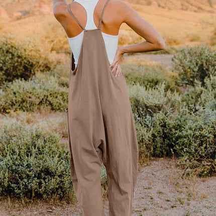 Double Take Full Size V-Neck Sleeveless Jumpsuit with Pockets - MimiStylez