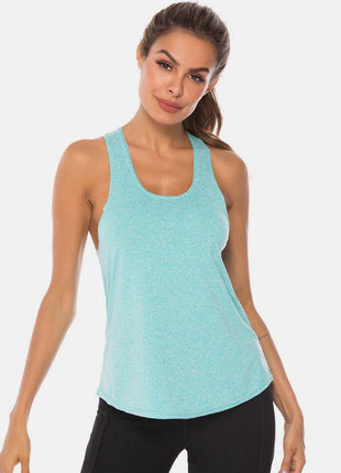 Full Size Scoop Neck Wide Strap Active Tank - MimiStylez