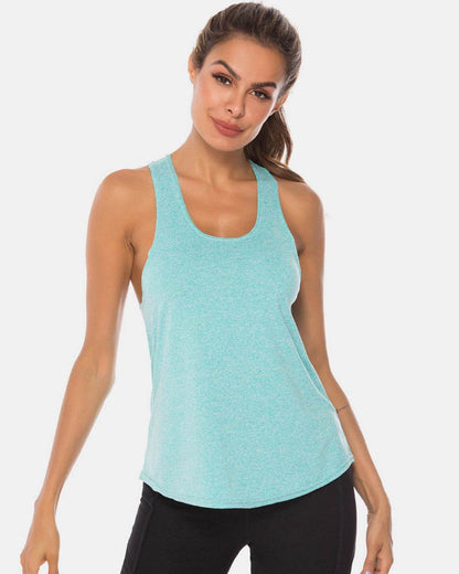 Full Size Scoop Neck Wide Strap Active Tank - MimiStylez