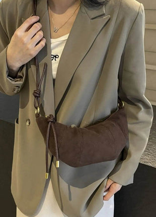 PU Leather Strap Suede Shoulder Bag - MimiStylez