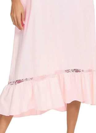 Lace Detail Short Sleeve Lounge Dress - MimiStylez