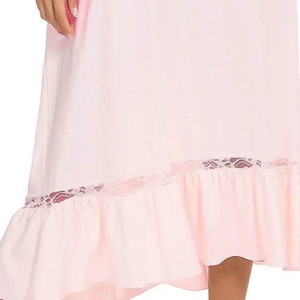 Lace Detail Short Sleeve Lounge Dress - MimiStylez