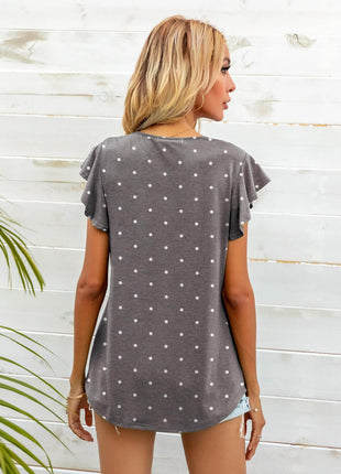 Round Neck Butterfly Sleeve Top - MimiStylez