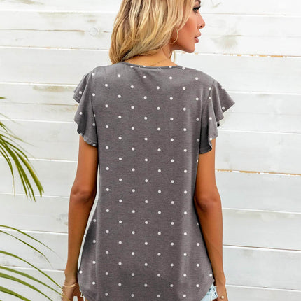 Round Neck Butterfly Sleeve Top - MimiStylez