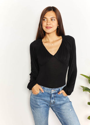 Culture Code Full Size V- Neck Bodysuit - MimiStylez