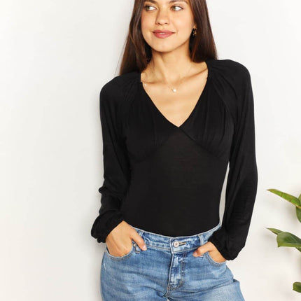 Culture Code Full Size V- Neck Bodysuit - MimiStylez