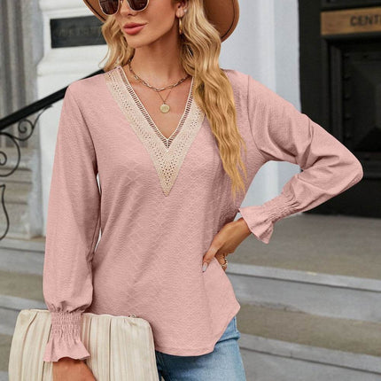 V-Neck Flounce Sleeve Blouse - MimiStylez