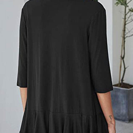Open Front Three-Quarter Sleeve Cardigan - MimiStylez