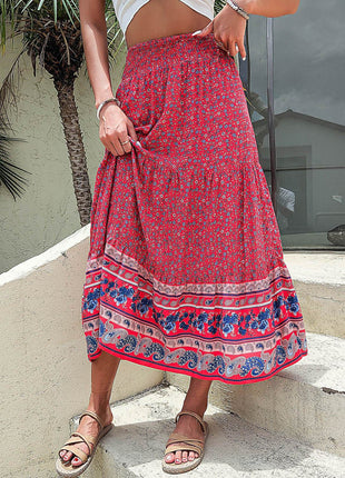 Printed Tiered High Waist Skirt - MimiStylez